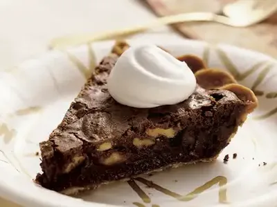 Chocolate Brownie Walnut Pie with Deep Dish Crust