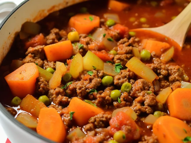 Quick Hamburger and Vegetable Stew with Fire-Roasted Tomatoes