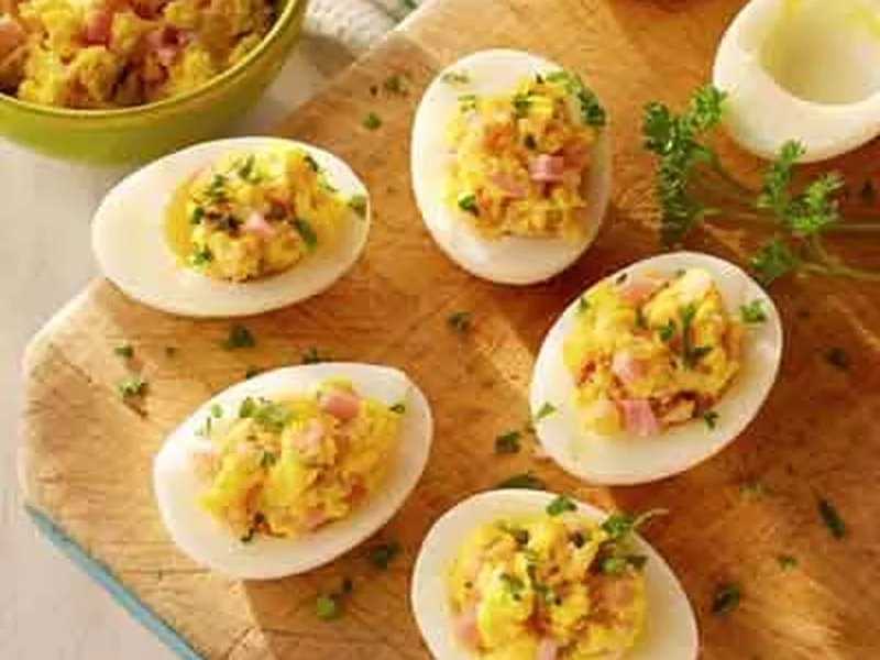 Deviled Eggs with Ham and Sweet Pickle Relish