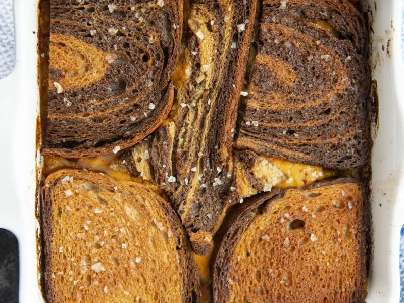 Easy Vegetarian Reuben Casserole with Beets and Pickles