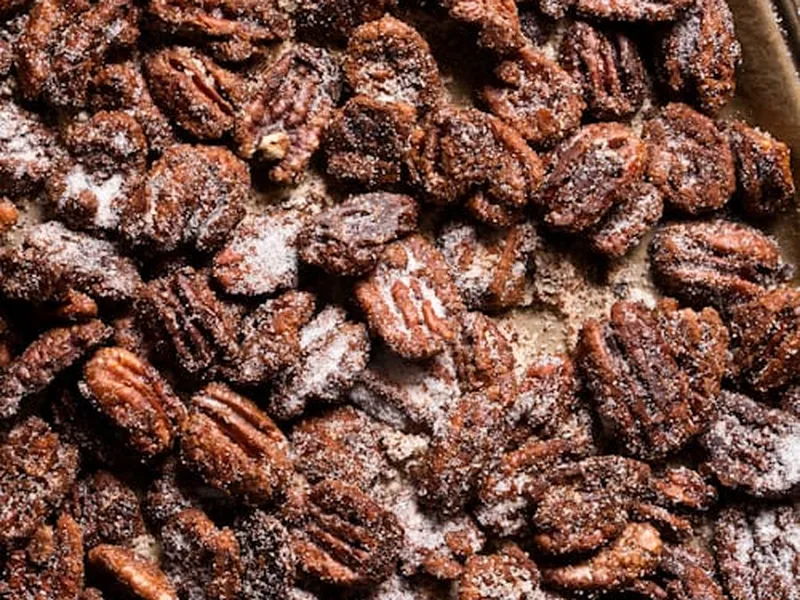 Bourbon Kissed Spicy Pecans with Brown Sugar Coating