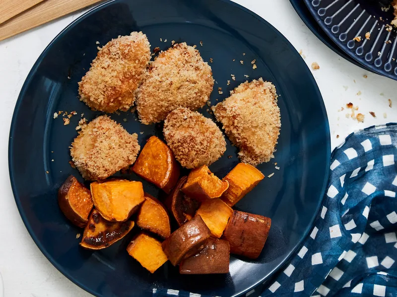 BBQ Chicken Nuggets with Roasted Sweet Potato