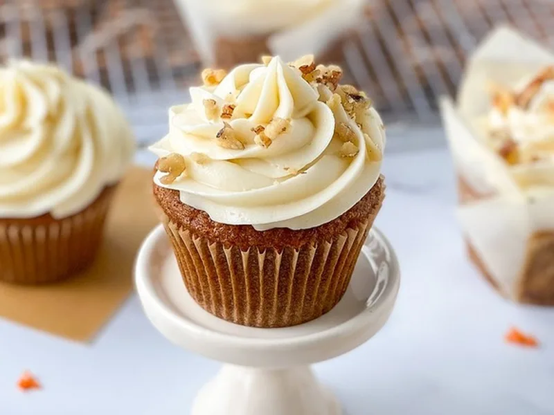 Spiced Carrot Cake Cupcakes with Cream Cheese Frosting