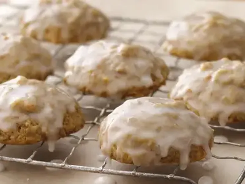 Soft Apricot Pecan Cookies with Sweet Glaze
