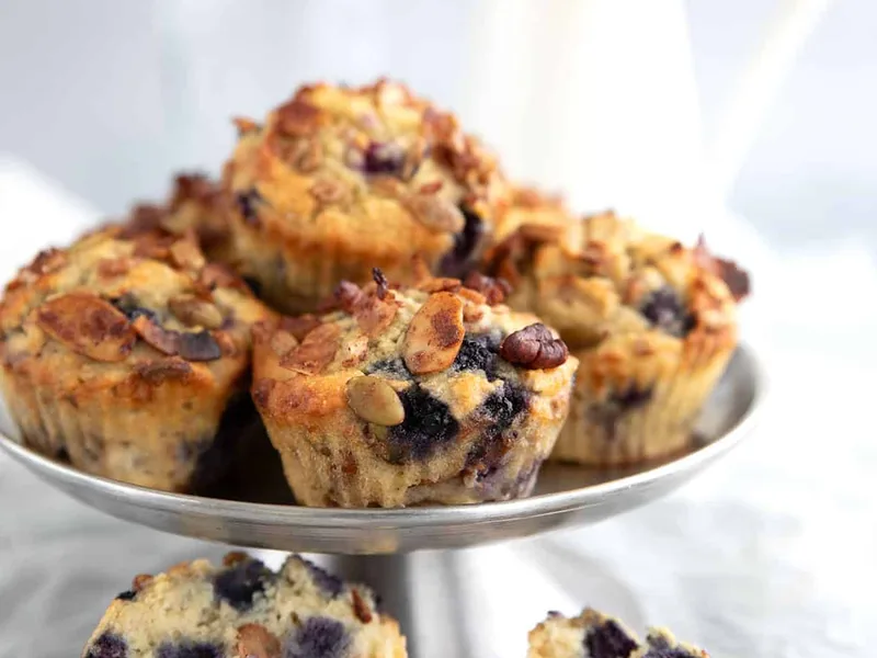 Almond Flour Blueberry Granola Muffins with Protein Powder