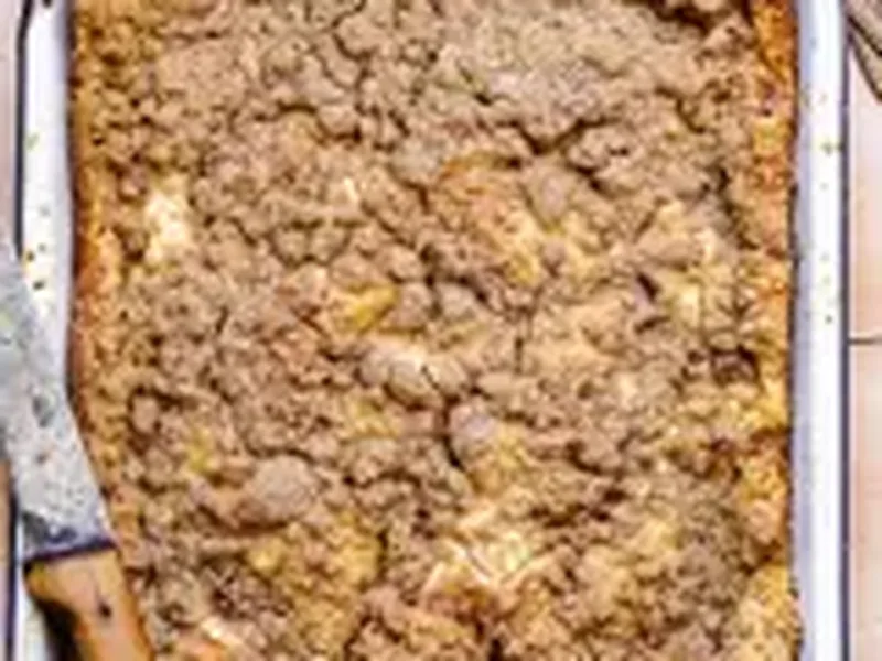 Maple Cream Cheese Stuffed French Toast Casserole with Crumb Topping
