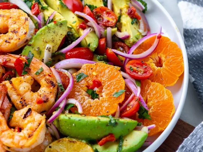 Grilled Shrimp Avocado Salad with Citrus Vinaigrette