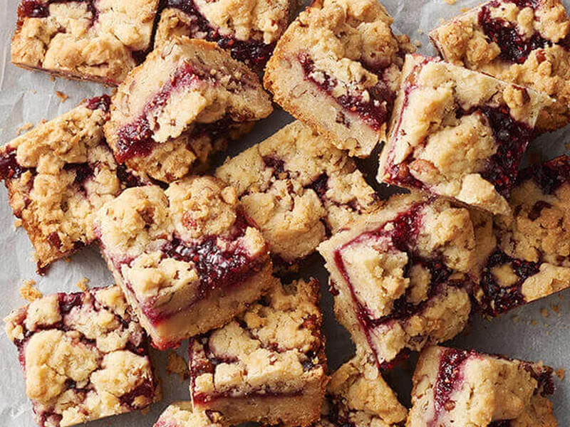 Old-World Raspberry Crumb Bars with Pecans