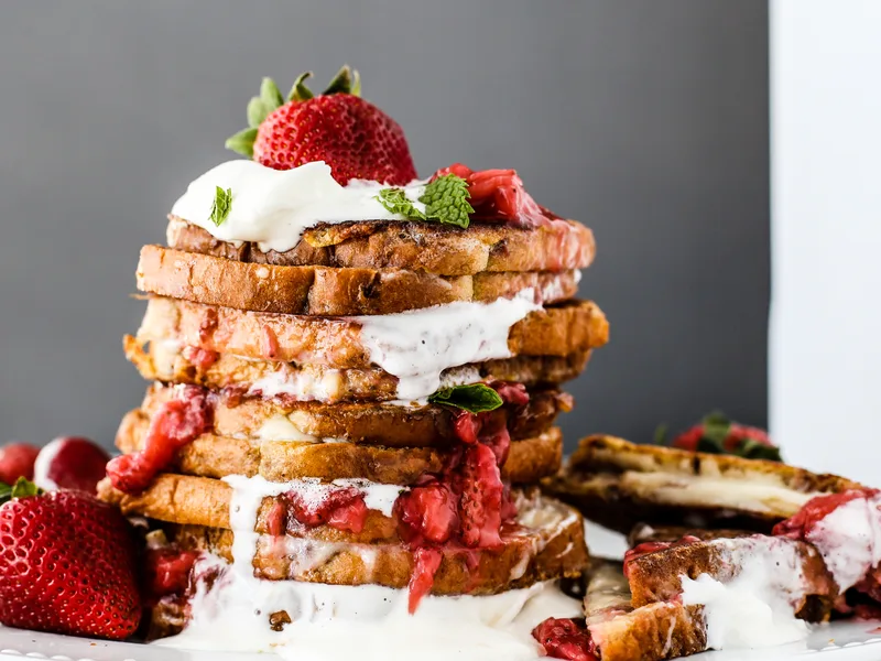 Cream Cheese Stuffed Cinnamon French Toast with Strawberries