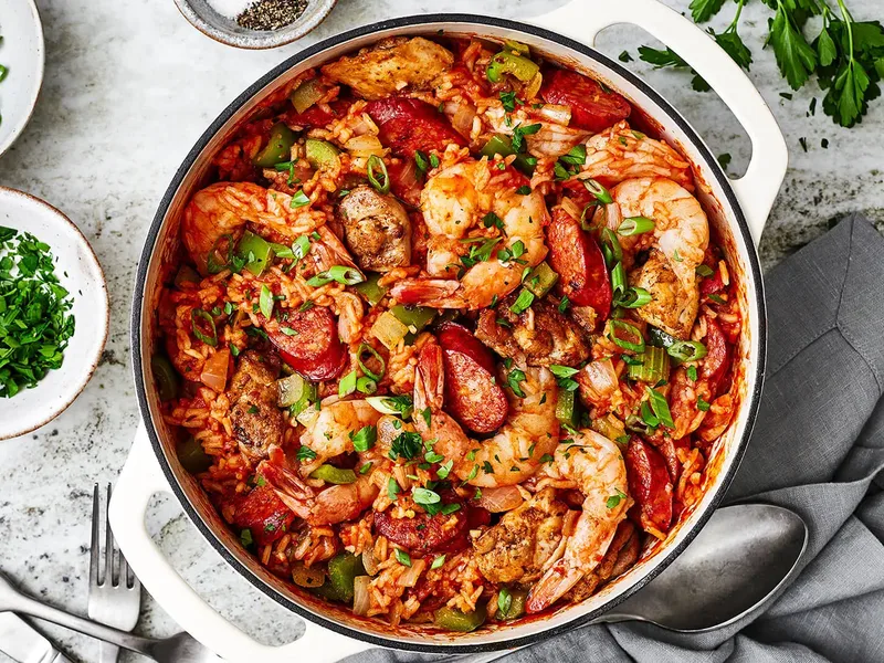 Authentic Jambalaya with Chicken, Andouille, and Shrimp
