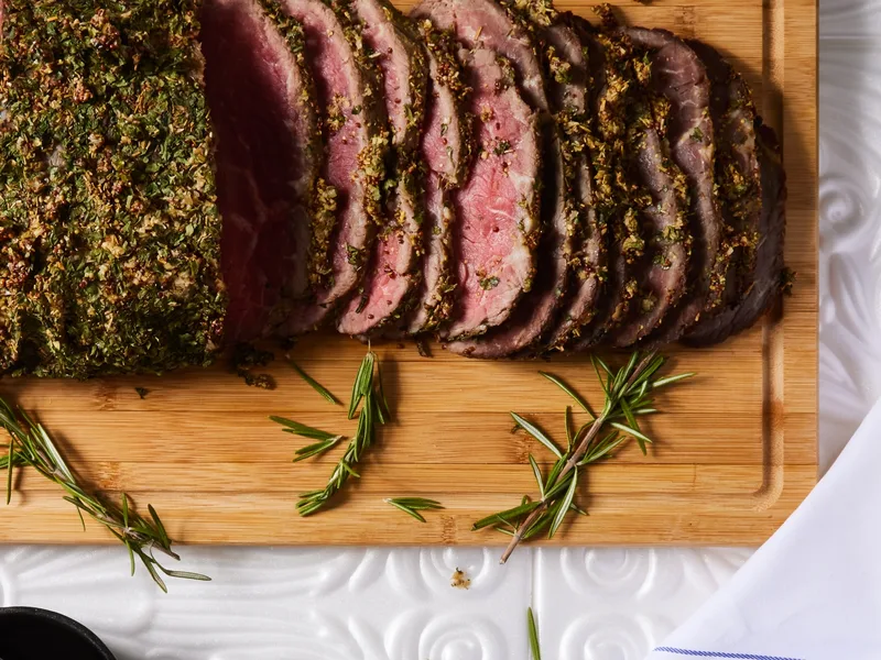 Herb-Crusted Chateaubriand with Garlic and Rosemary
