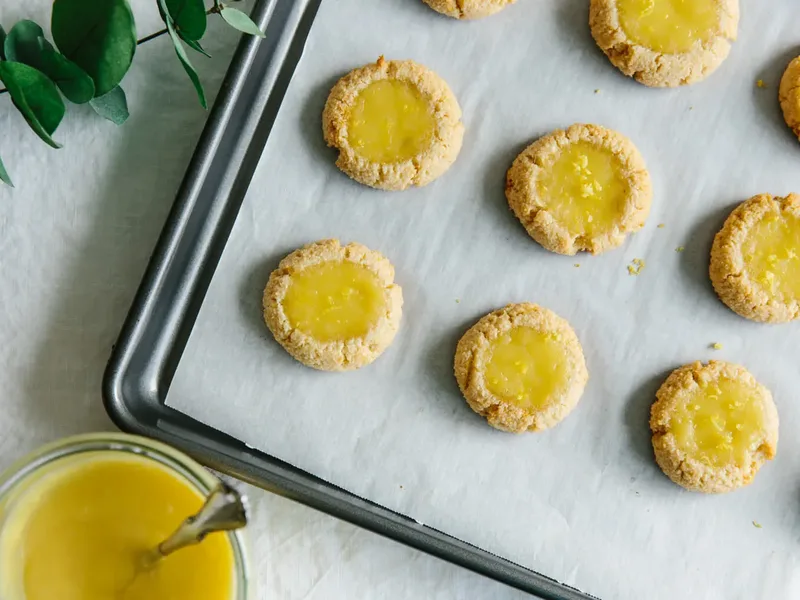 Lemon Curd Thumbprint Cookies with Almond Flour