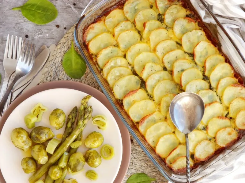 Gluten-Free Salmon Spinach Potato Bake