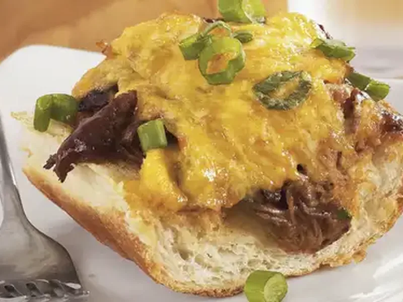 BBQ Pulled Pork French Bread with Melted Cheddar