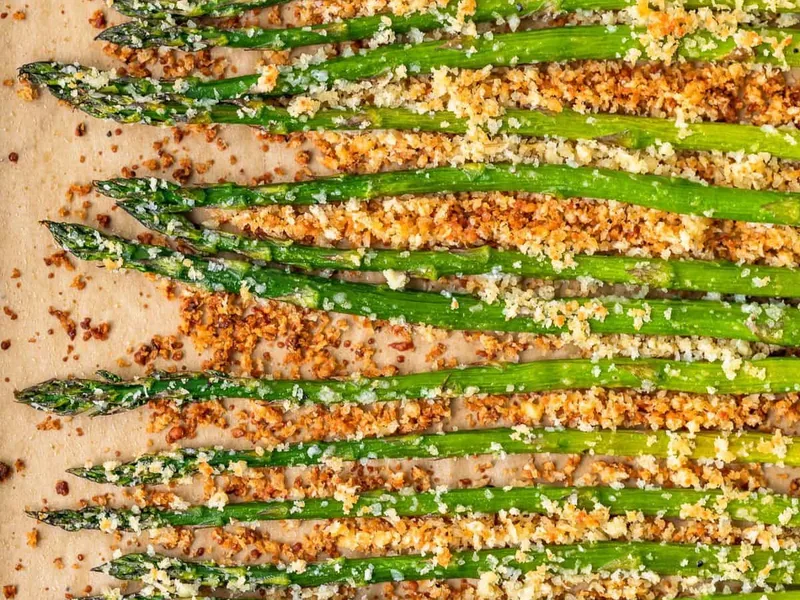 Crispy Parmesan Panko Roasted Asparagus with Garlic