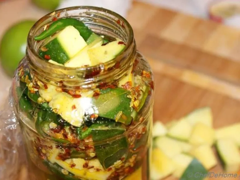 Raw Mango Serrano Pepper Pickle with Mustard Oil