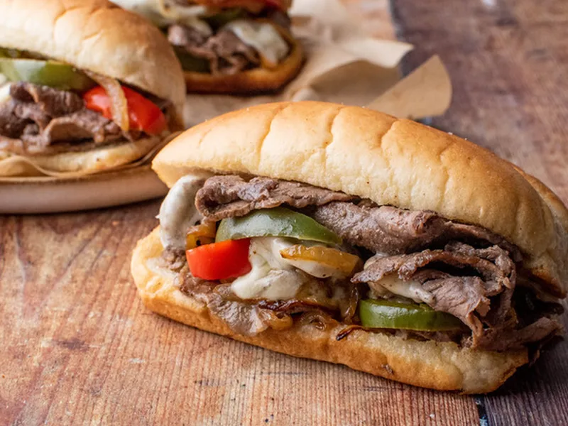 Oven-Toasted Philly Cheesesteak with Caramelized Peppers