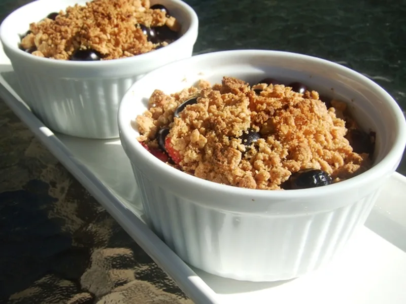 Single-Serve Peanut Butter Fruit Cobbler with Fiber One