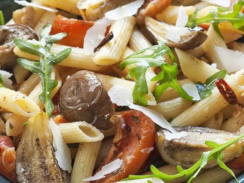 Grilled Eggplant Pasta with Tomatoes