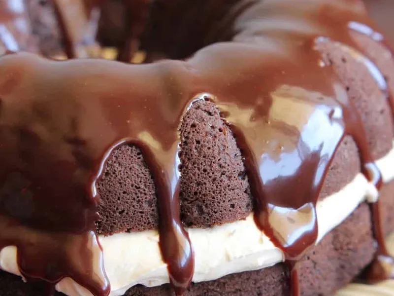 Chocolate Whoopie Pie Bundt Cake with Marshmallow Filling