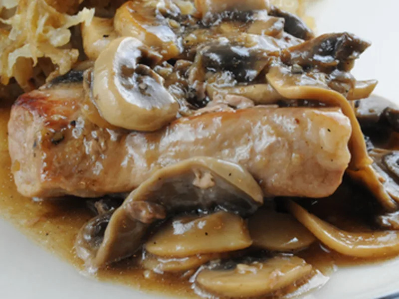 Pan-Seared Pork Chops with Mushroom Sherry Sauce