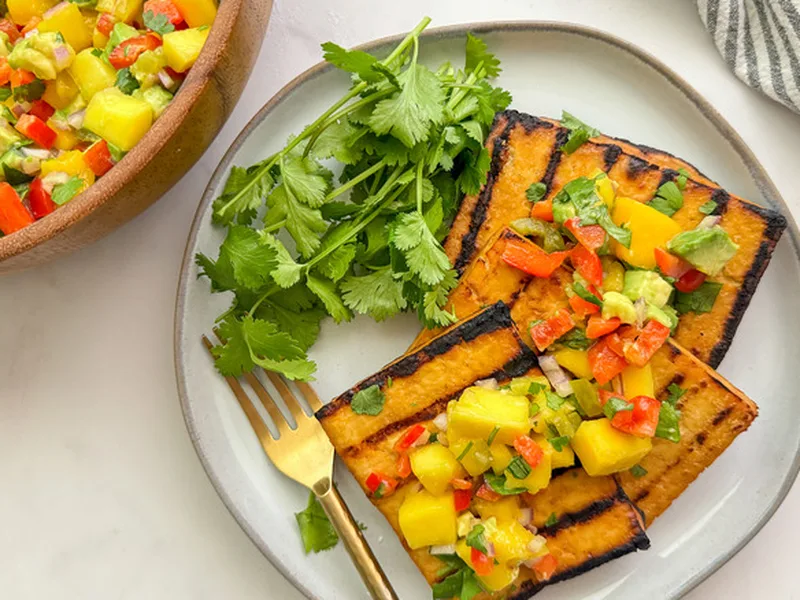 Grilled Tofu With Bright Mango Salsa