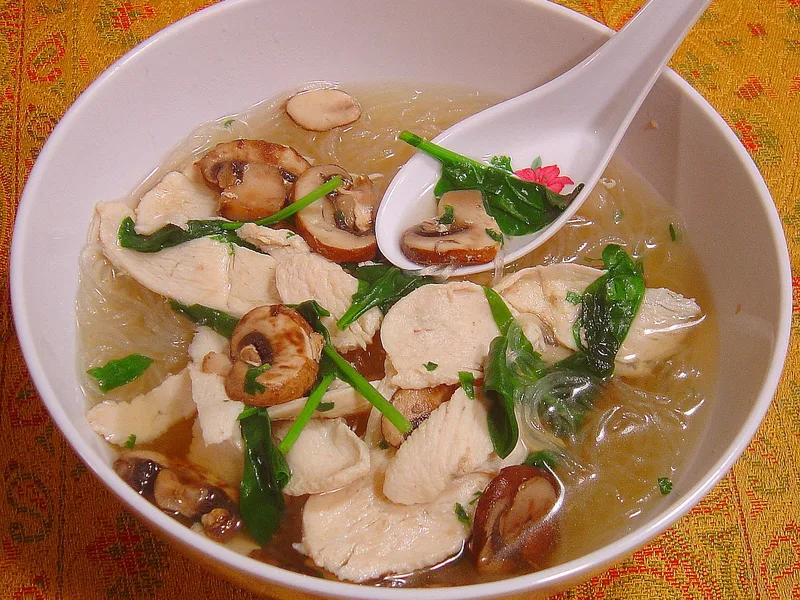 Thai Chicken Noodle Soup with Rice Noodles