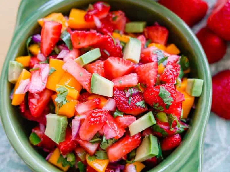 Spicy Strawberry Mango Salsa with Avocado