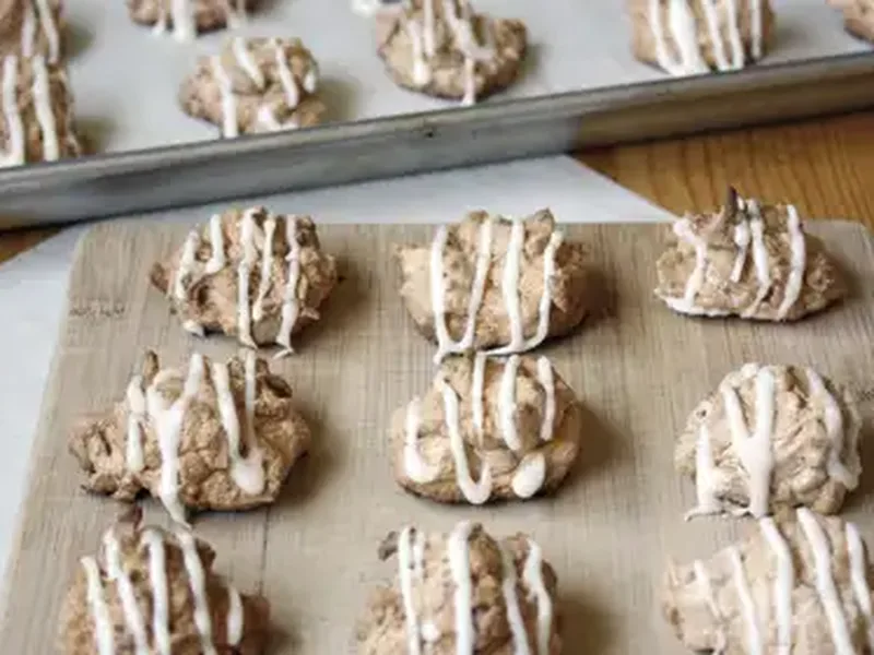 Carrot Cake Macaroons with Maple Cream Cheese Glaze