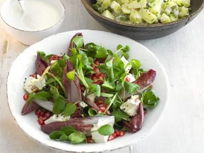 Chicory Pomegranate Feta Salad with Red Wine Vinaigrette
