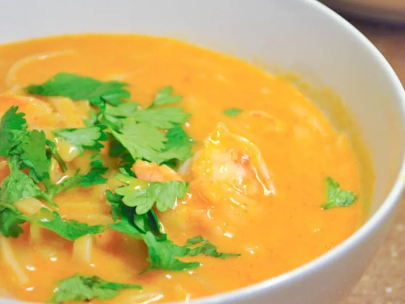 Thai Shrimp Fire Pot Soup with Coconut Curry Broth