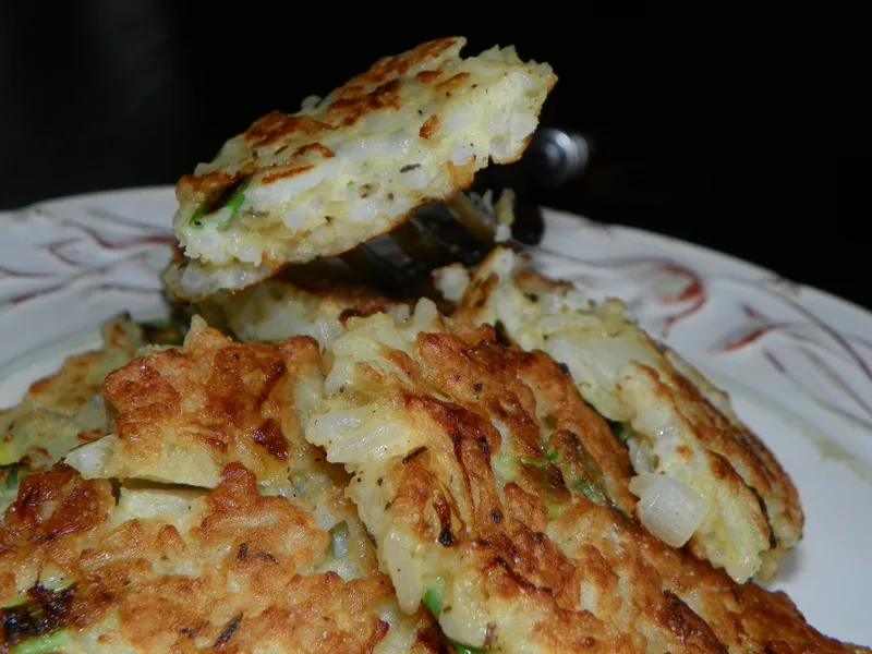 Crispy Savory Rice Pancakes with Scallions