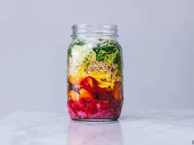 Layered Quinoa Salad with Pickled Red Onions