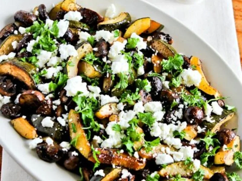 Roasted Zucchini Mushrooms with Feta and Balsamic Marinade