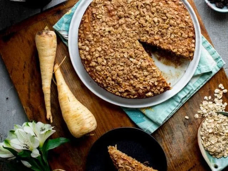 Parsnip Maple Coffee Cake with Walnut Streusel