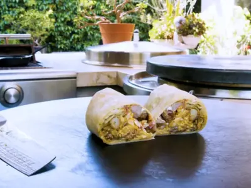 Crispy Bacon Breakfast Burrito with Melted Cheddar