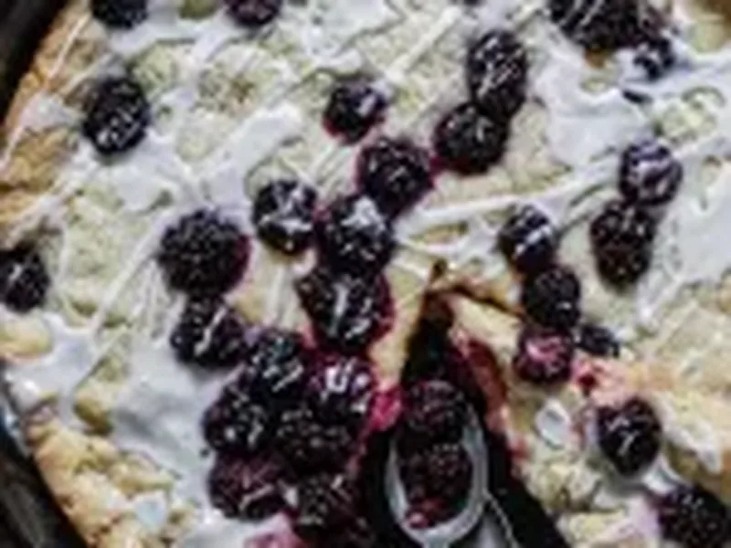 Blackberry Lemon Sugar Cookie Skillet with Sweet Glaze
