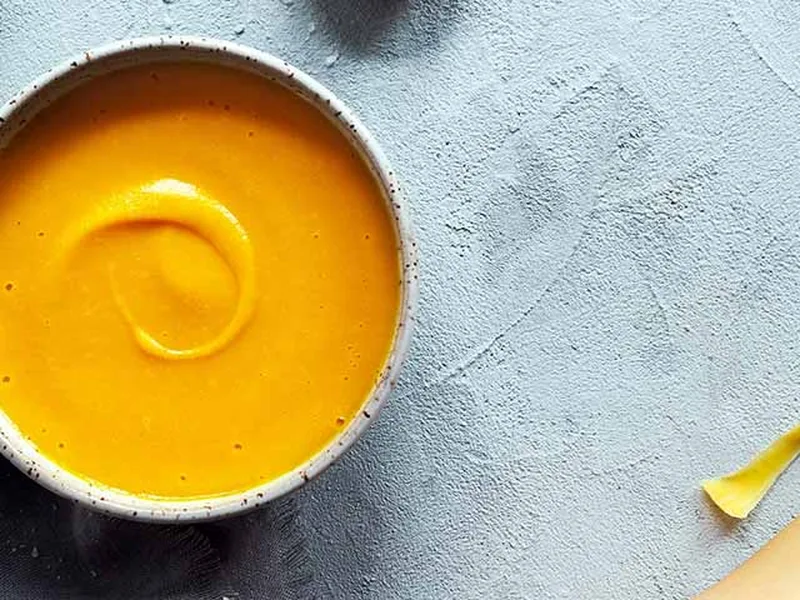 Roasted Butternut Squash and Apple Soup with Fresh Ginger