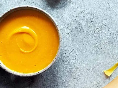 Roasted Butternut Squash and Apple Soup with Fresh Ginger