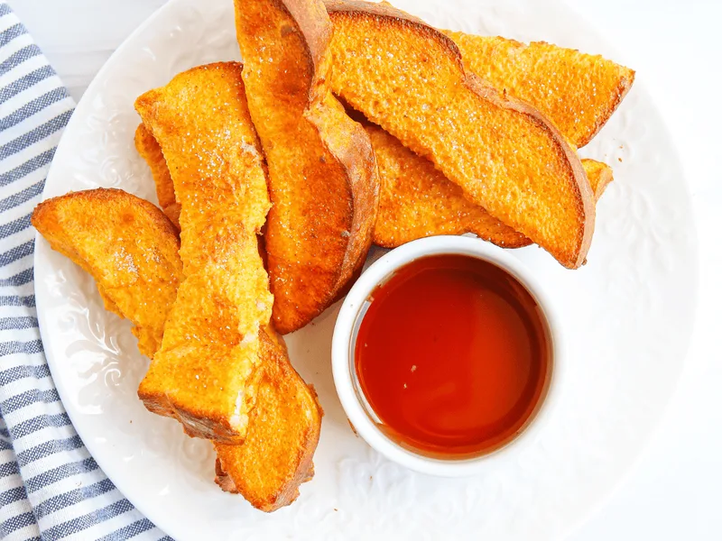 Air Fryer Pumpkin French Toast Sticks with Cinnamon Sugar