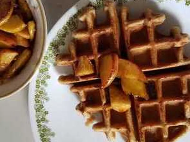 Pecan Molasses Waffles With Apple Butter