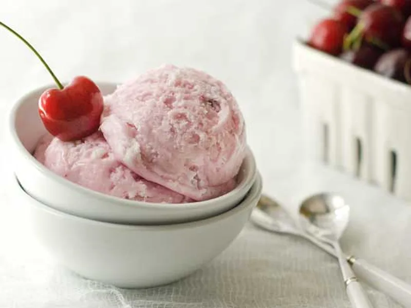 Cherry Almond Ricotta Ice Cream with Honey-Toasted Almonds