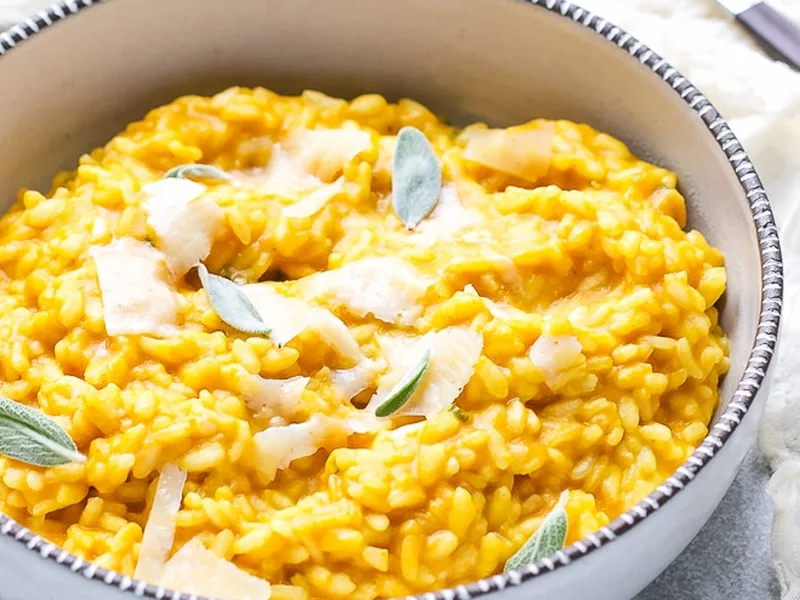 Creamy Pumpkin Arborio Risotto with Parmesan and Sage