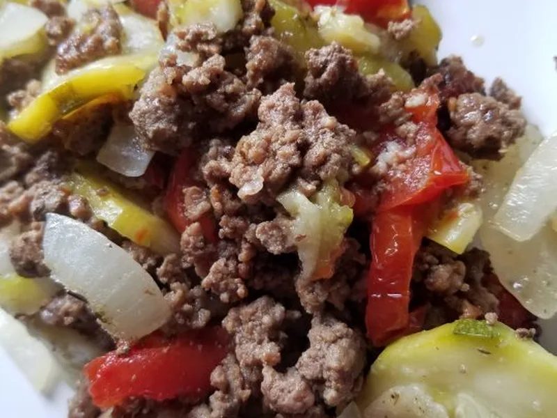 Layered Vegetable and Beef Tian with Garlic Herb