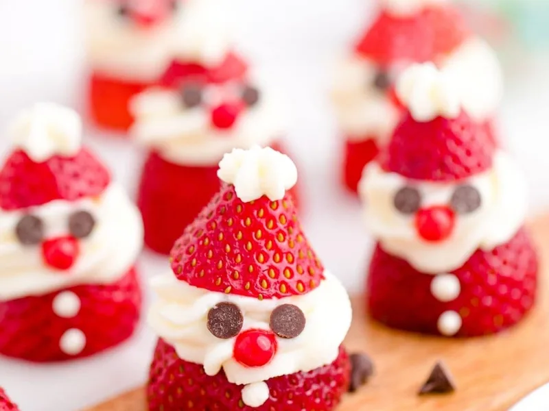 Strawberry Santa Bites with Whipped Cream