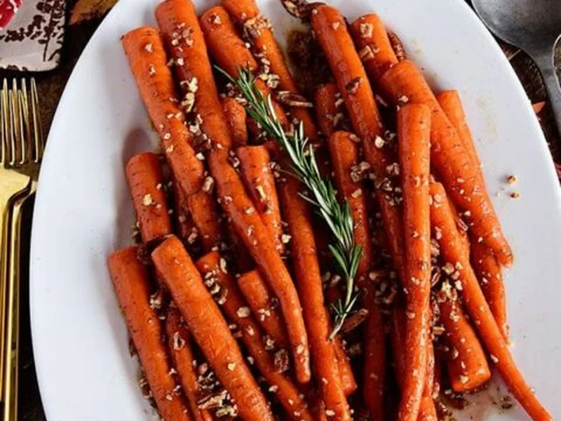 Pecan Pie Glazed Carrots with Brown Sugar and Maple Syrup