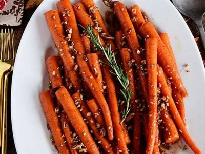 Pecan Pie Glazed Carrots with Brown Sugar and Maple Syrup