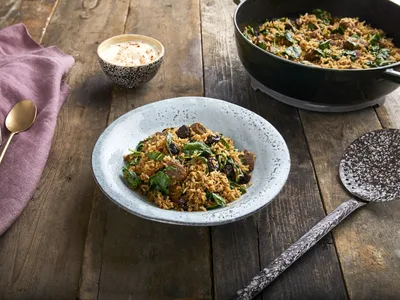 Lamb and Rice Tagine with Dried Cherries