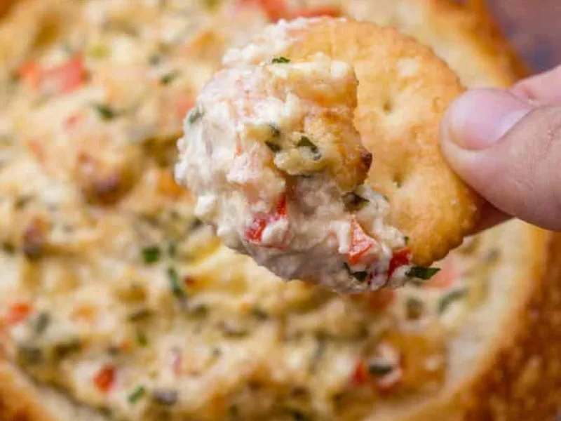 Spicy Louisiana Shrimp Dip in Sourdough Bowl