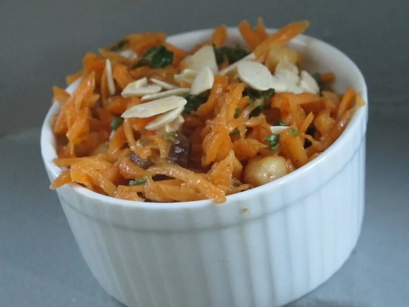 Moroccan Spiced Carrot Chickpea Salad with Dates and Mint